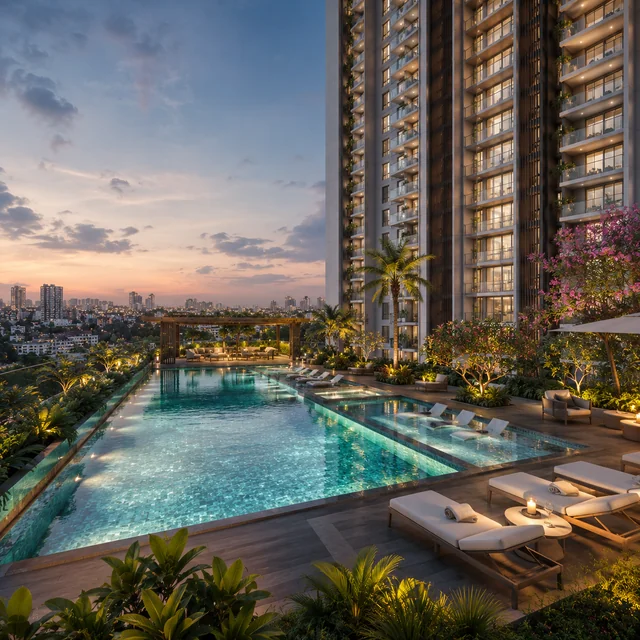 Concorde Hennur infinity pool - sky-deck amenity with skyline view Concorde Hennur infinity pool - sky-deck amenity with skyline view