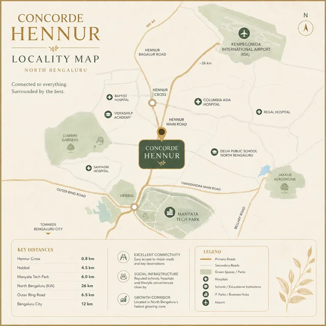 Concorde Hennur location map - Hennur Main Road, North Bengaluru Concorde Hennur location map - Hennur Main Road, North Bengaluru